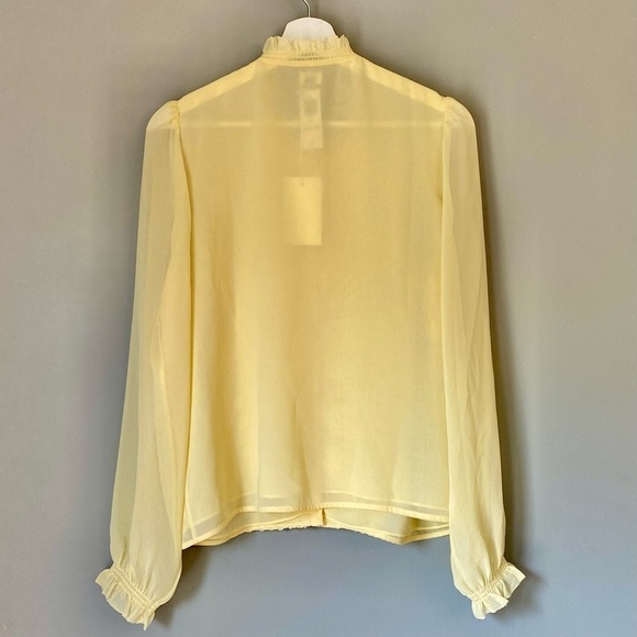 NWT Aritzia Wilfred Butter Yellow Button-Up Tuxedo Chiffon Fiji Blouse - Picture 2 of 13